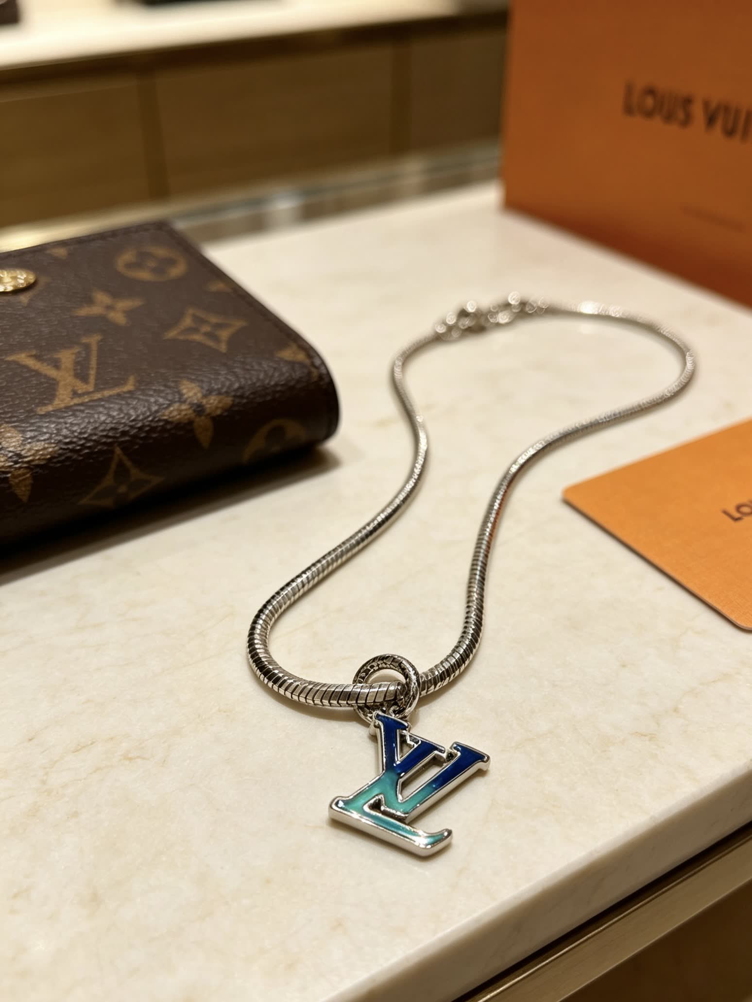 Louis Vuitton Monogram 'LV' Pendant Necklace